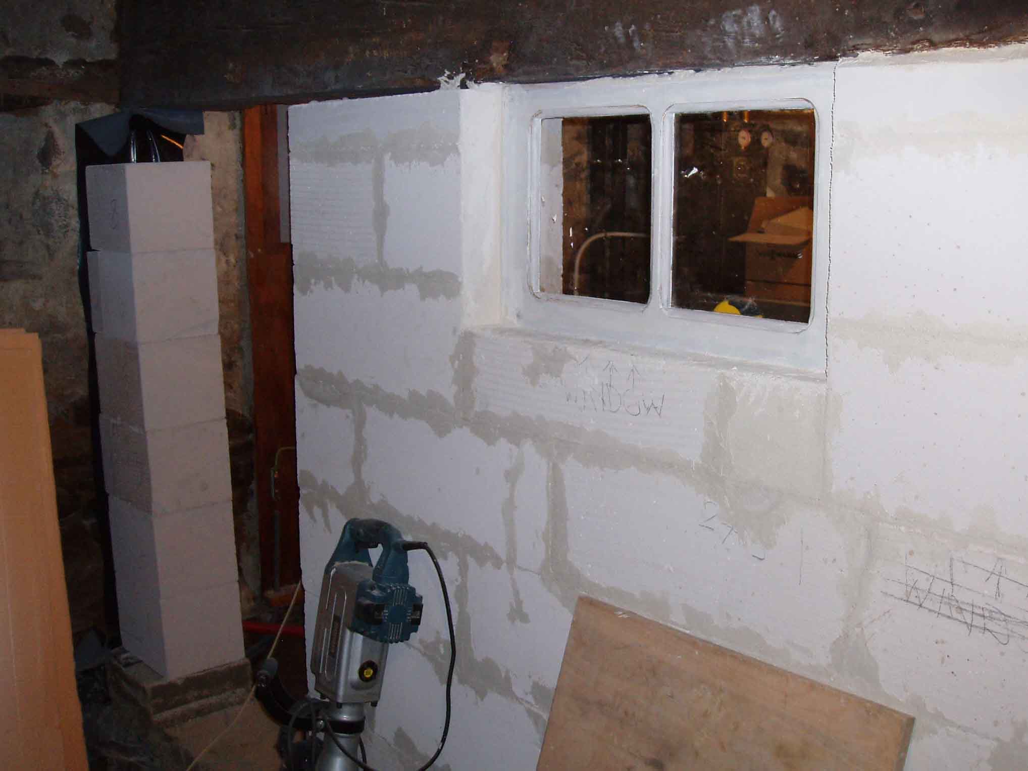 Image of New wall separating cave from back kitchen